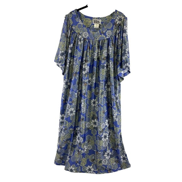 Anthony Richards Nightgown Long Maxi Short Sleeve Floral Bee Pockets Womens 3X - Picture 1 of 13